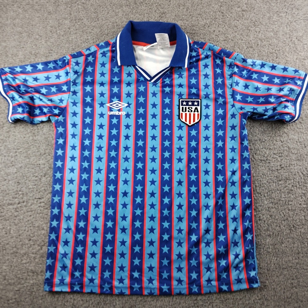 USA Soccer Jersey Boys XL 14/16 Blue Stars Stripes Soccer Umbro EUC